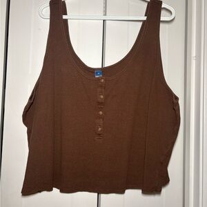 Brown Cropped Sleeveless Top